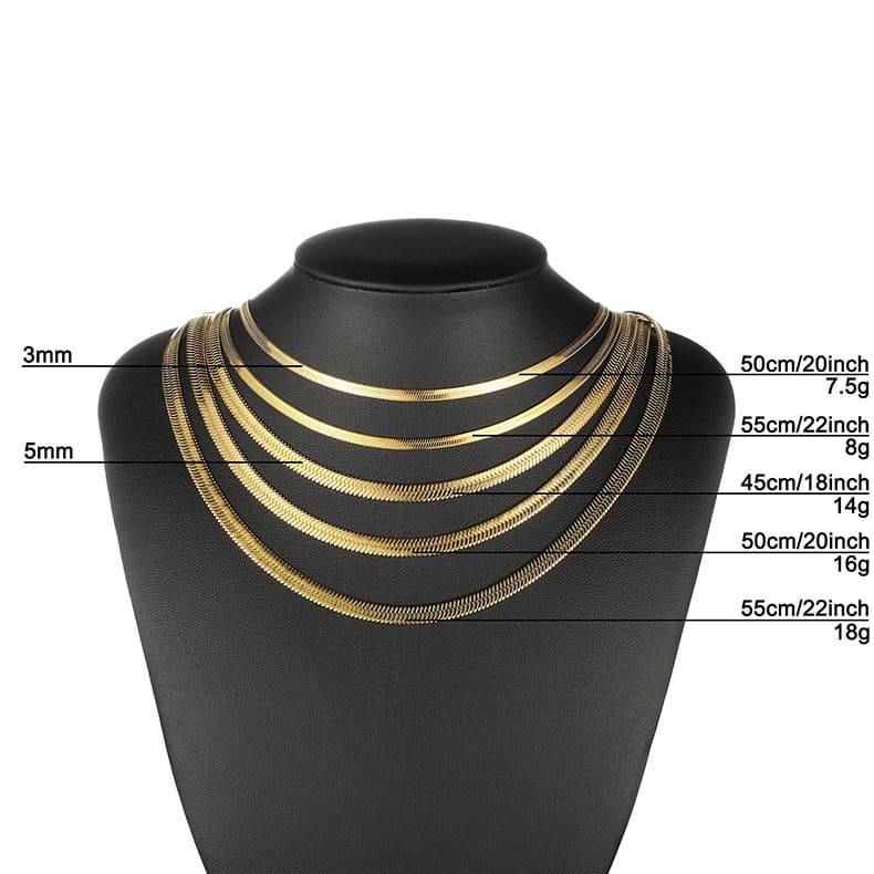 2 High Quality Gold Plated Herringbone Necklace Chains Bulk