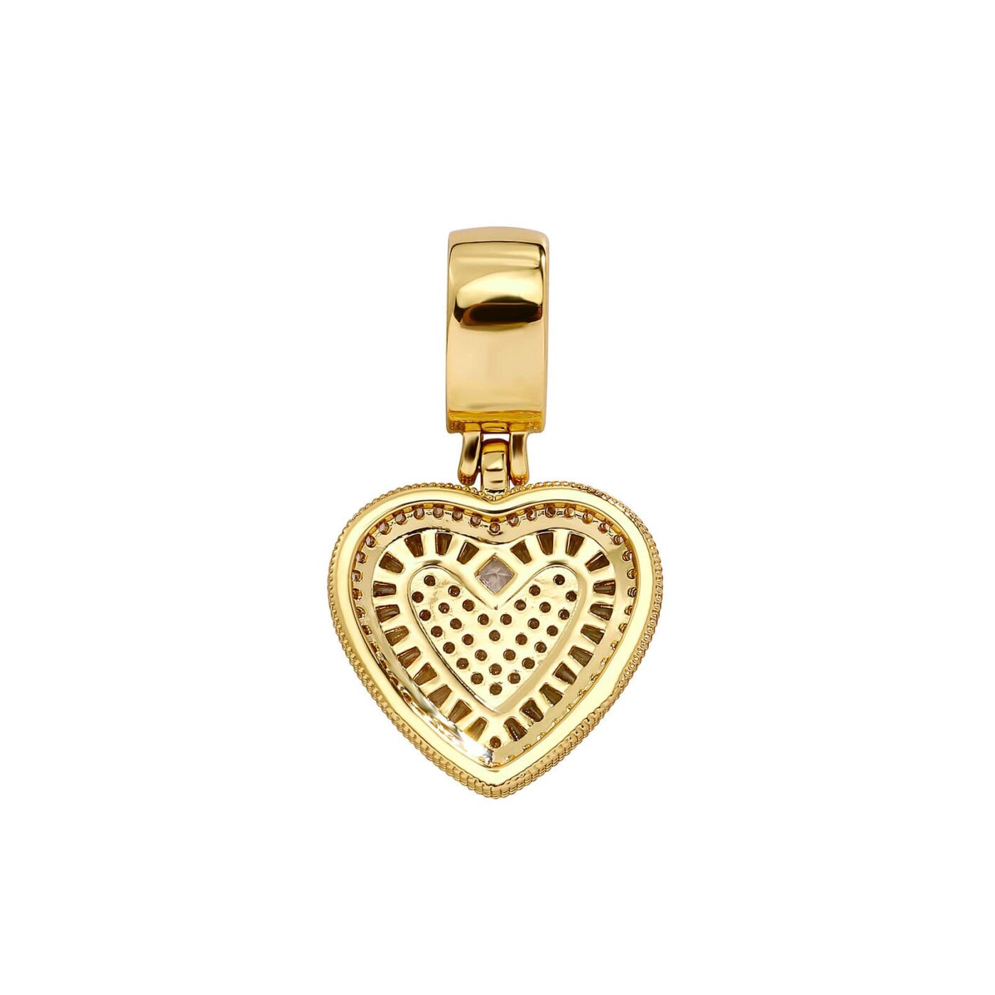 Hip-Hop CZ Pave Heart Pendant Necklace Rope Chain for Men Women