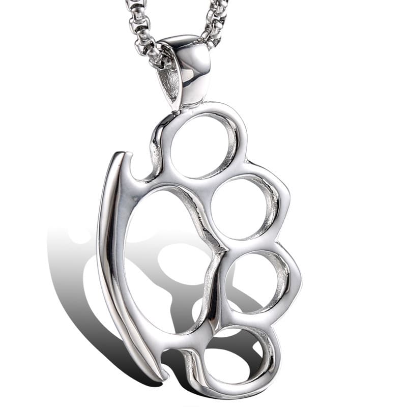 2 Paw Charm Stainless Steel Pendant Necklace Mens Style