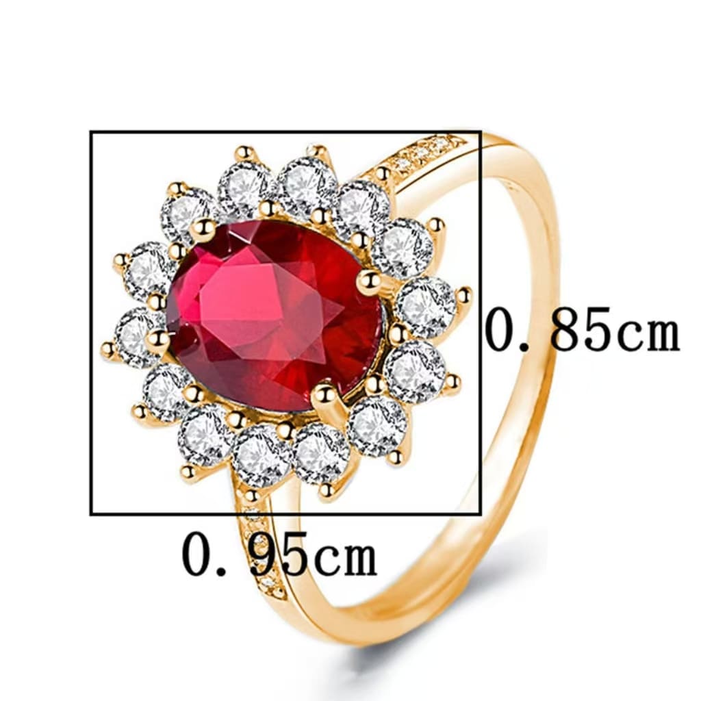 S925 Silver Vintage Ruby Red Zircon Engagement Ring