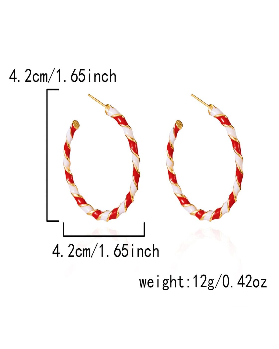 Trendy Candy Cane Hoop Earrings for Xmas Holidays
