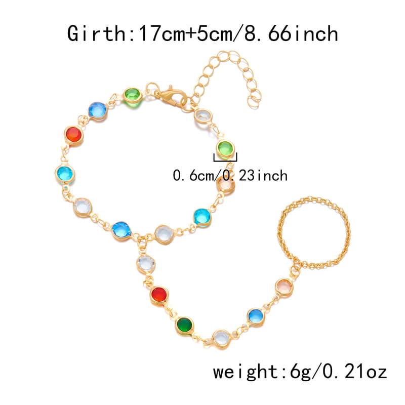 Vintage Heart Diamond Pearl Finger Ring Bracelet Gold