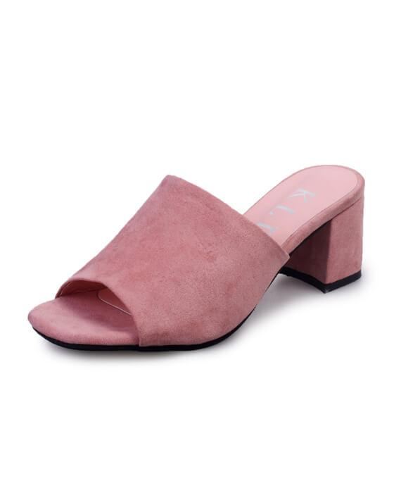 Peep Toe Chunky Suede Sandals Slippers