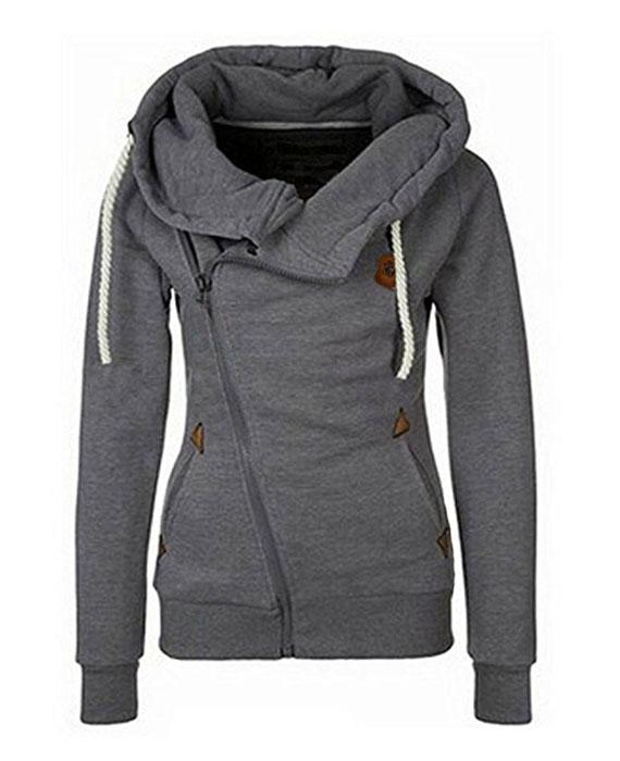 Casual Long Sleeve Side Zipper Hoodies-1