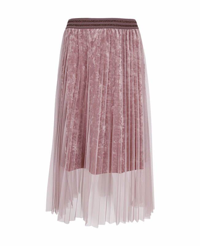 Elastic Collect Waist Mesh Velvet Pleated Long Tulle Skirts