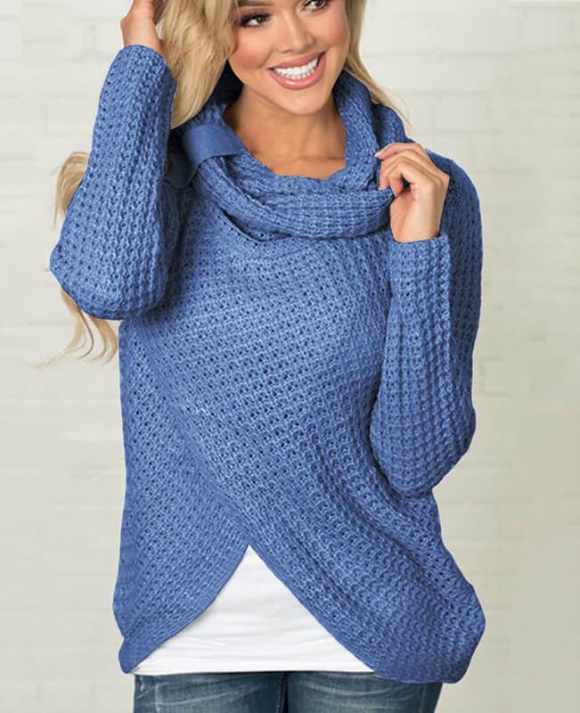 Button Front Cross Knitted Pullover
