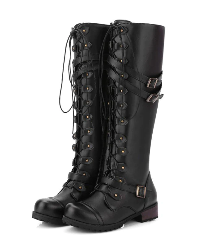 Lace Up Combat Boots for Women-11