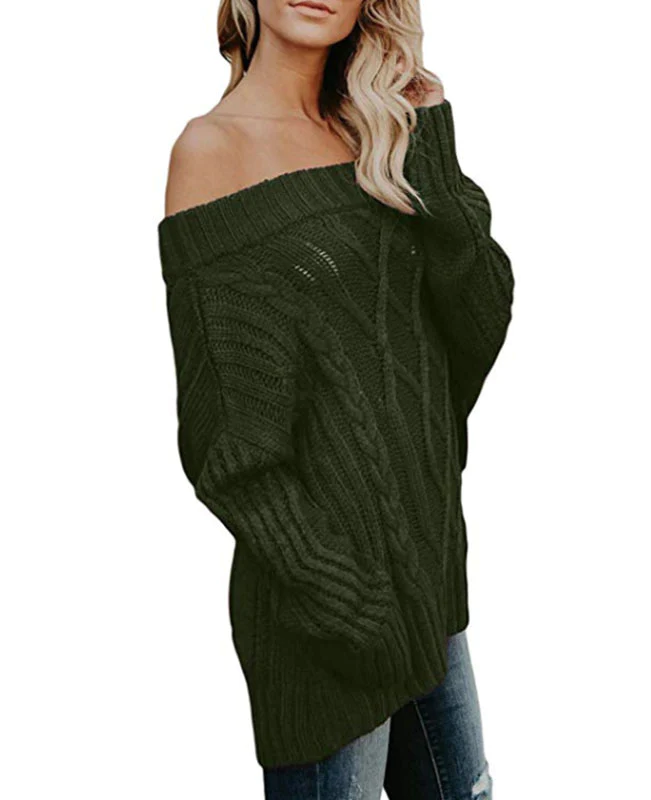 Oversized Off the Shoulder Sweater-17