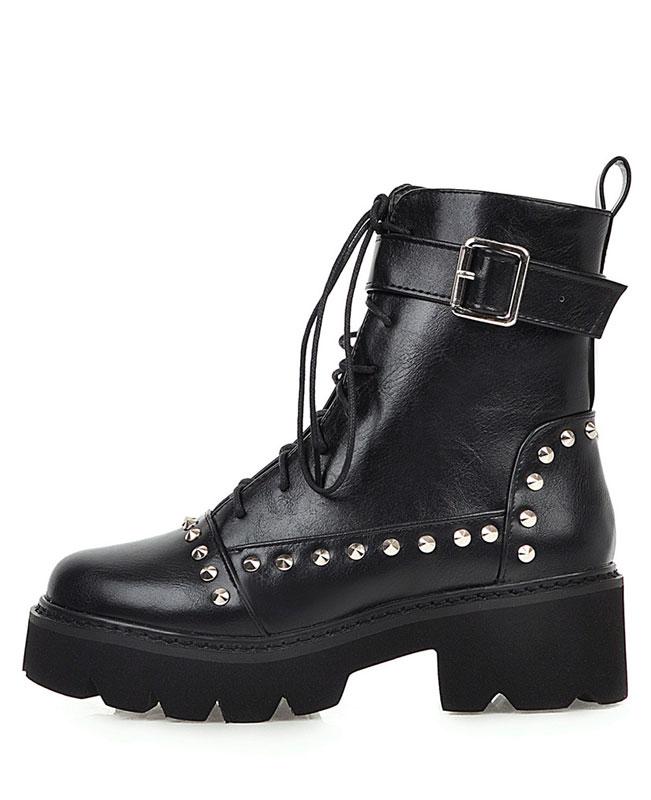 Black Leather Ankle Boots -5