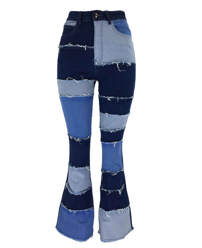 Patchwork Jeans Women Ripped Jeans