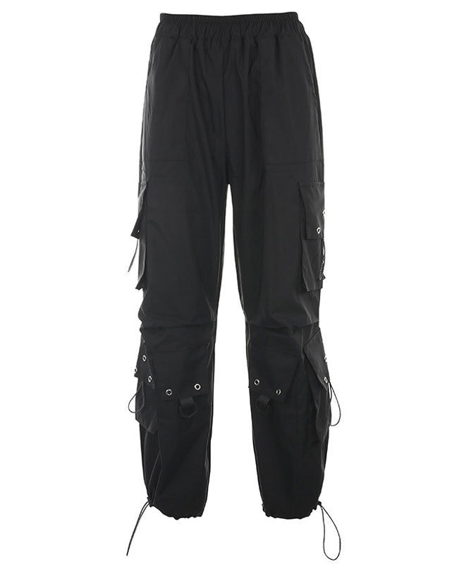 Black Cargo Pants for Women Multi-pocket