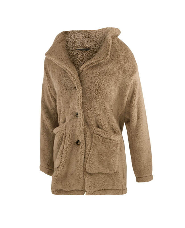 Turn Down Collar Women Furry Coat