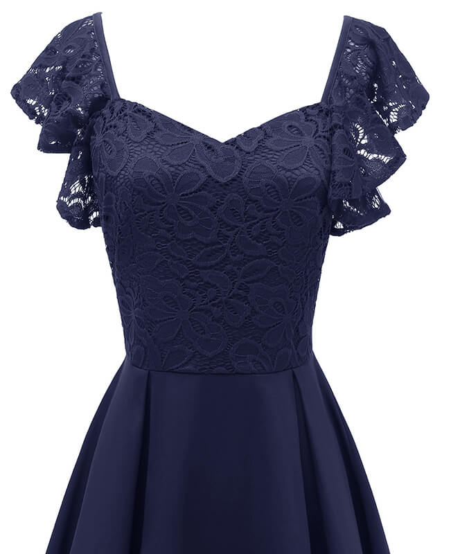 Butterfly Sleeve V-Neck Lace Party Dress