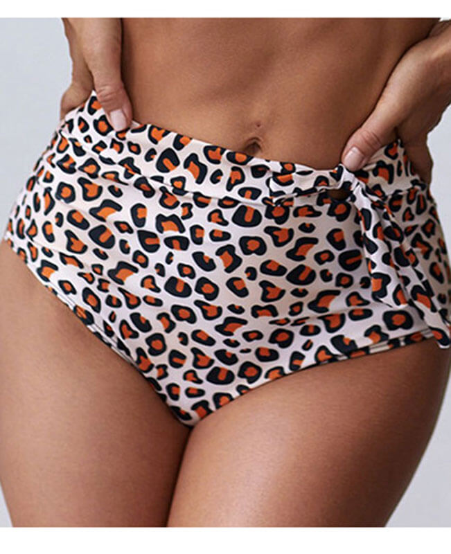 Women Sexy Adjustable Leopard High Waisted Bathing Suits