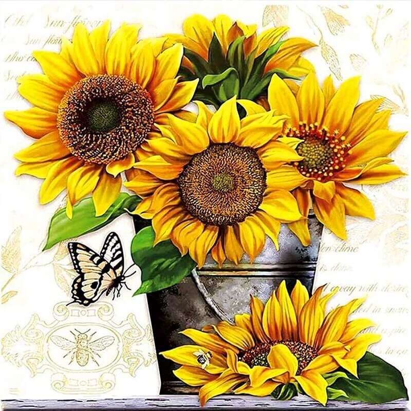 Sunflowers 5D DIY Round Diamond Art Kits 3