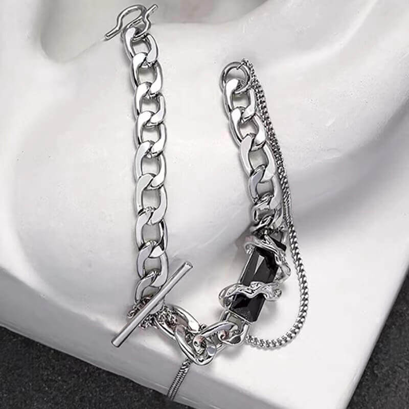 Black Obsidian Fashion Chain Bracelet for Women Men