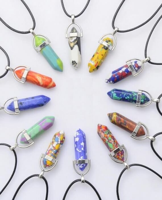 Colored Hexagonal Crystal Necklaces Pendant 2