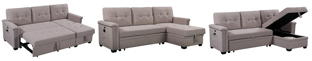 L Shaped Couch Convertible Sectional Couch With Recliner 1