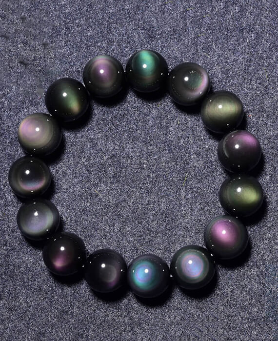 Rainbow Black Obsidian Bracelet Healing Crystals