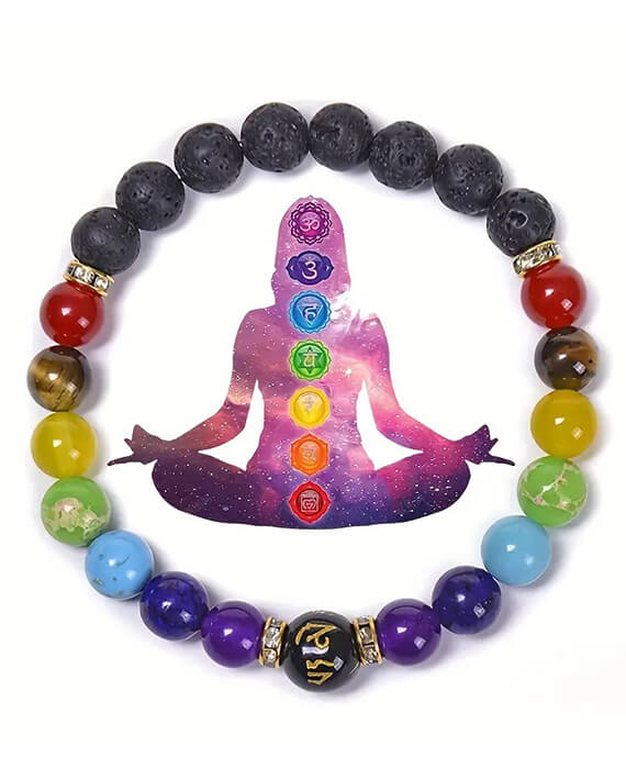 Seven Chakras Colorful Crystal Bracelet Energy Stone