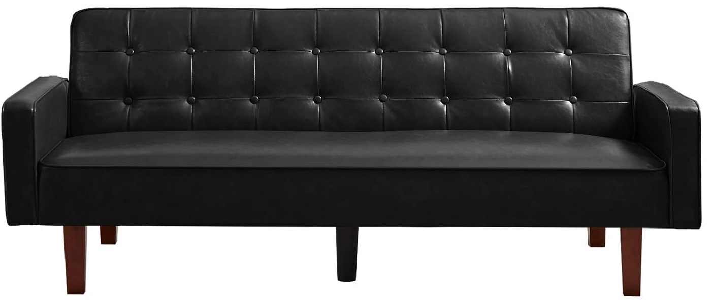 Leather Sleeper Sofa Bed Convertible Futon Couch (1)