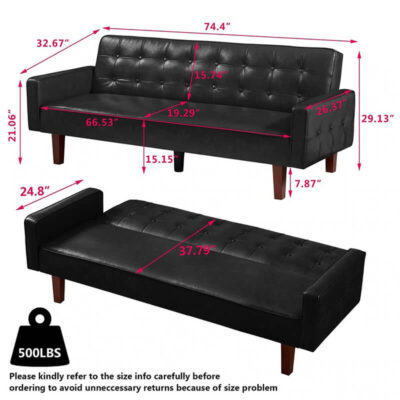 Leather Sleeper Sofa Bed Convertible Futon Couch 20