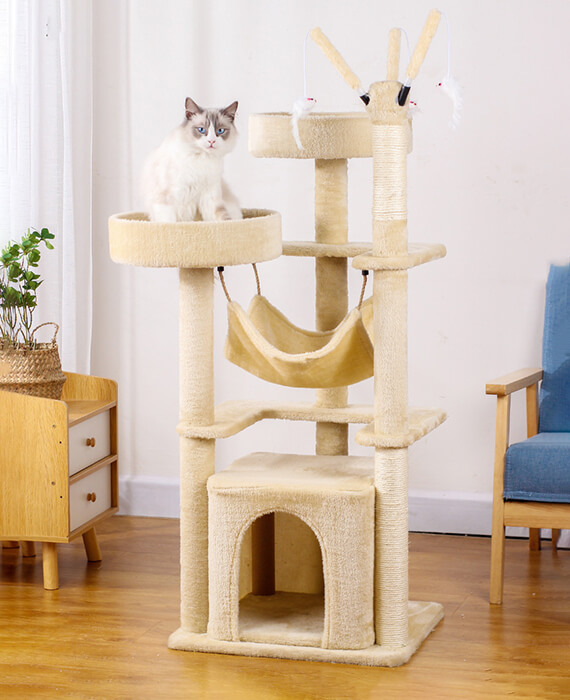 beige cat tree for large cats 4