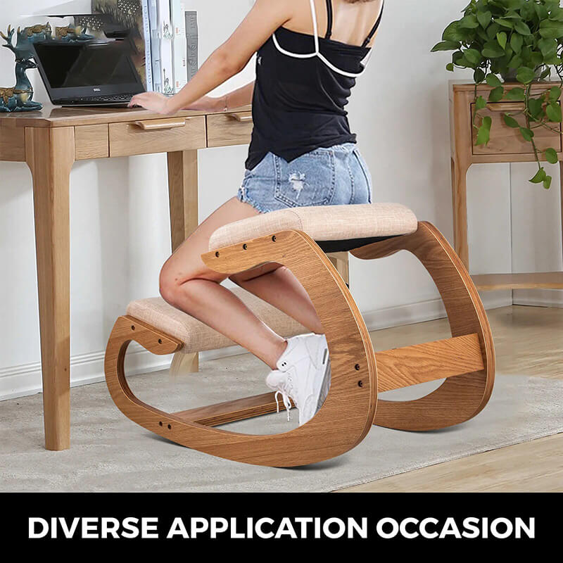 Ergonomic Kneeling Chair Wooden Rocking Chair Stool Correct Posture 3