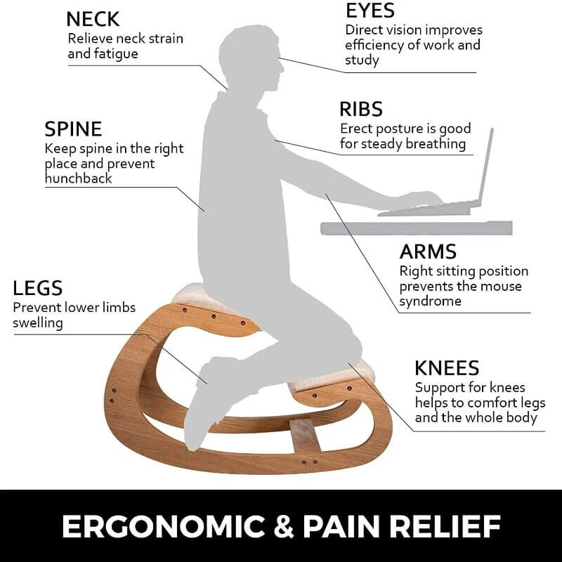 Ergonomic Kneeling Chair Wooden Rocking Chair Stool Correct Posture 5