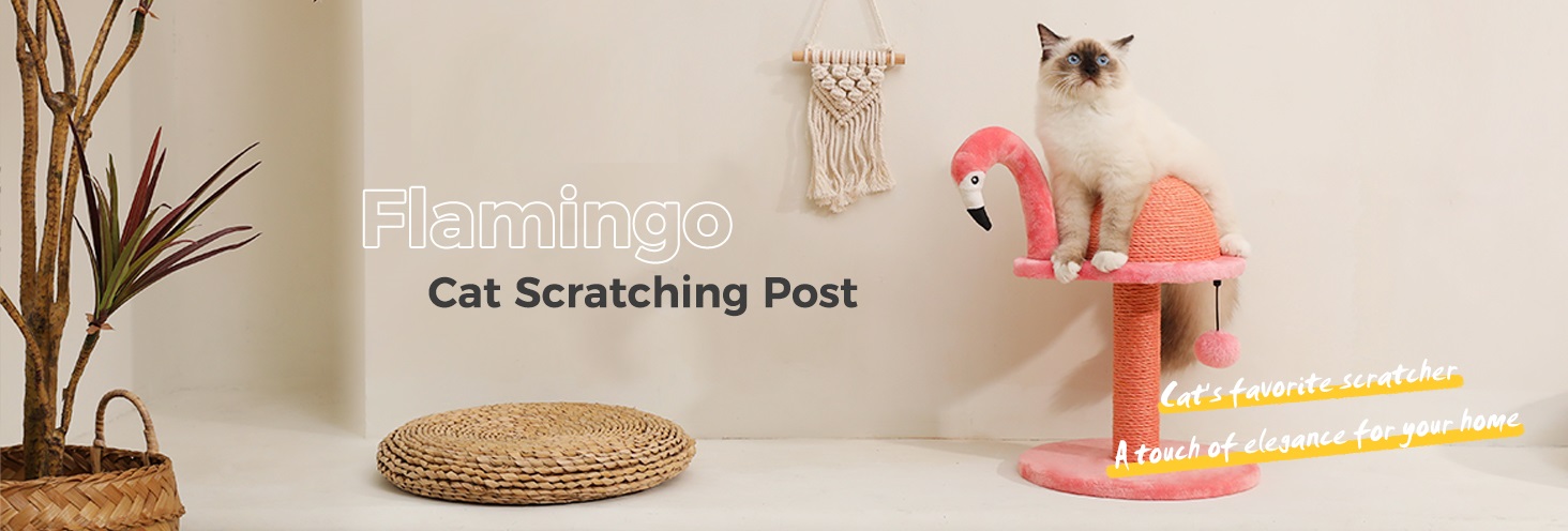 Flamingo Cat Tree Scratching Post Tower Toys 5