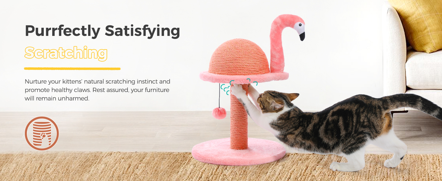 Flamingo Cat Tree Scratching Post Tower Toys 8