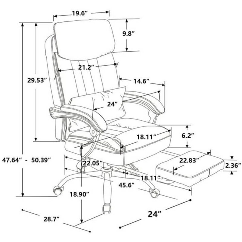 Office Chair with Lumbar Support and Footrest 2