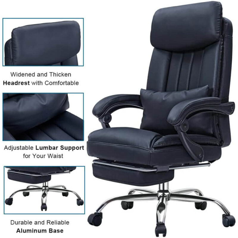 Office Chair with Lumbar Support and Footrest 7