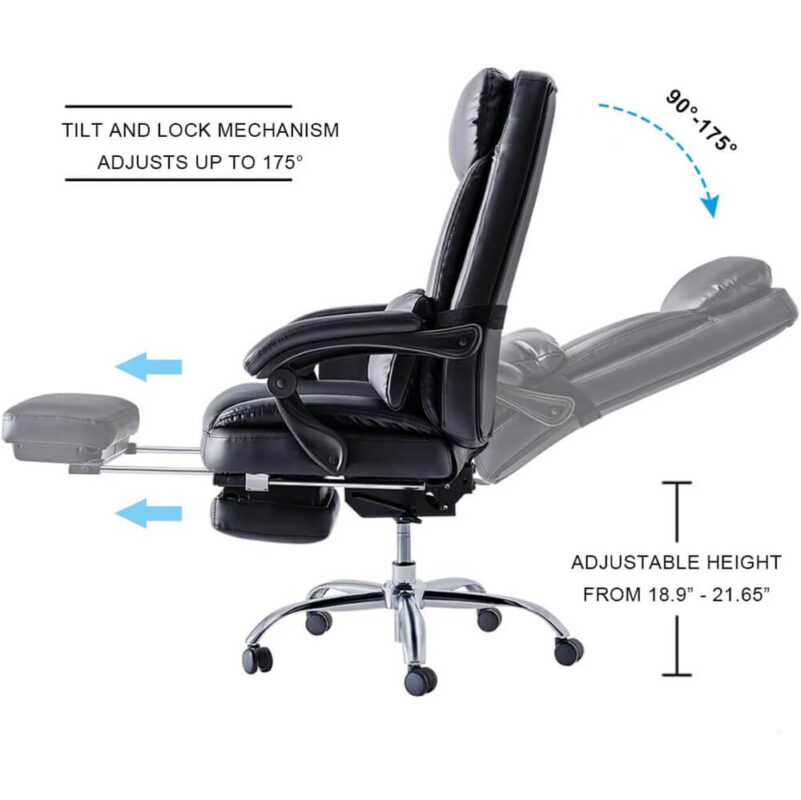 Office Chair with Lumbar Support and Footrest 8