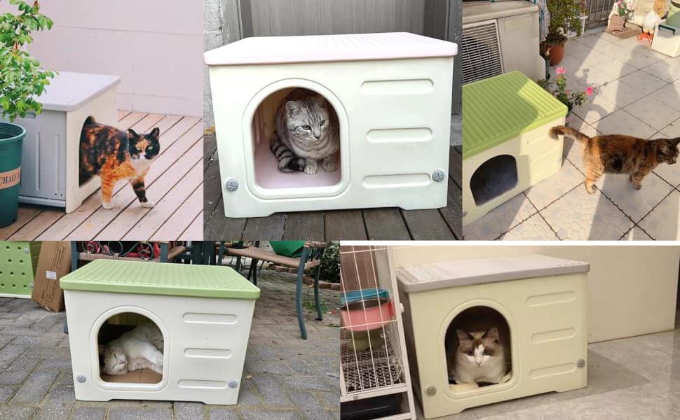 Weatherproof Outdoor Cat House with Detachable Pad 2