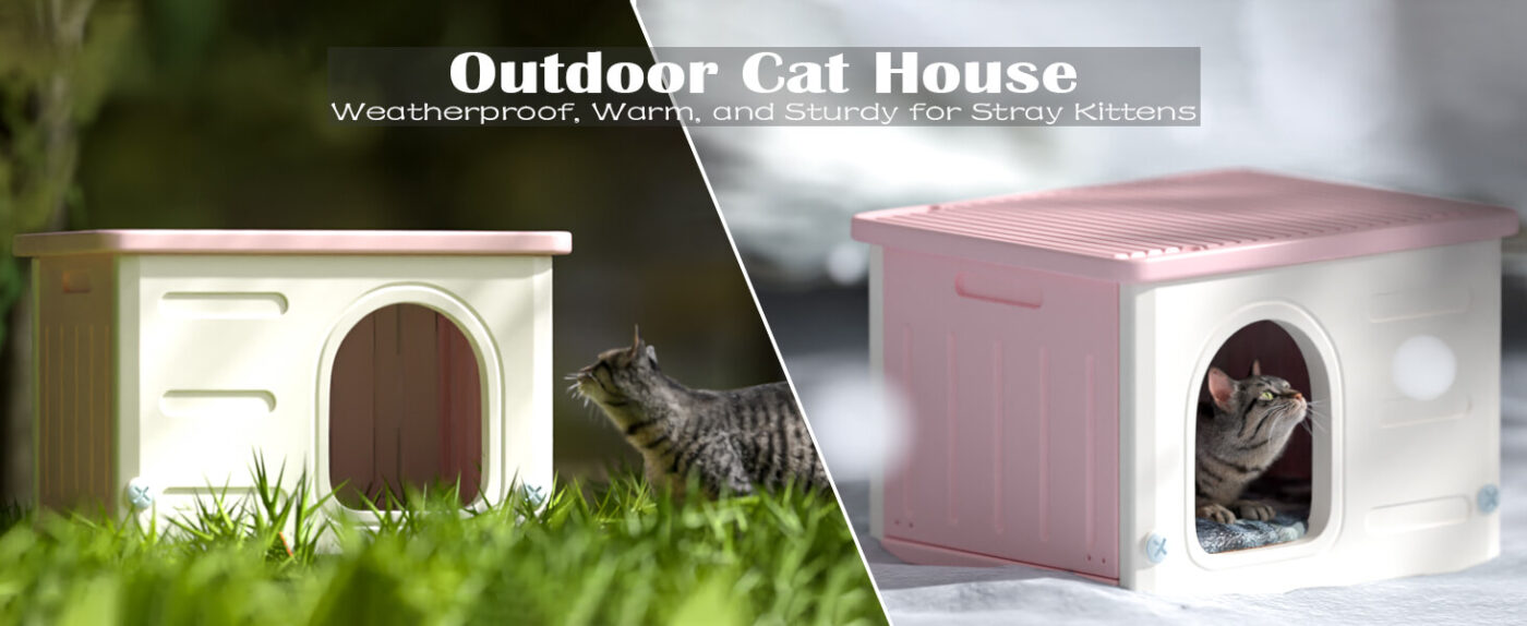 Weatherproof Outdoor Cat House with Detachable Pad 3