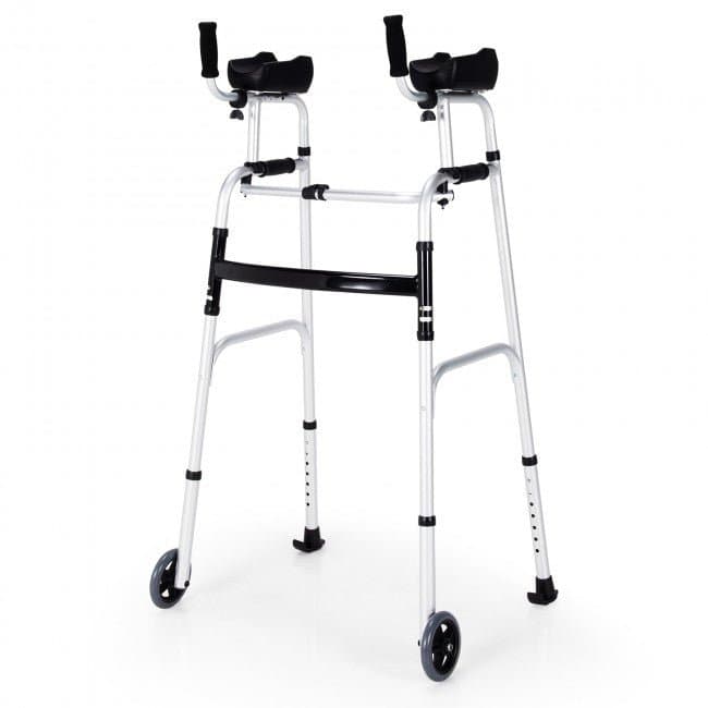 j6I5premium heavy duty aluminum folding walker with wheels and arm support