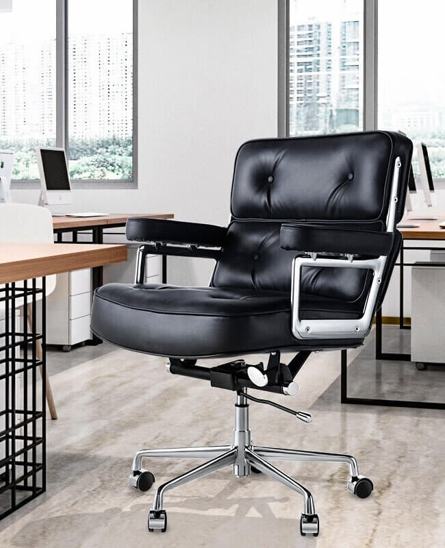 Genuine Leather Armchair Swivel Office Chair 11