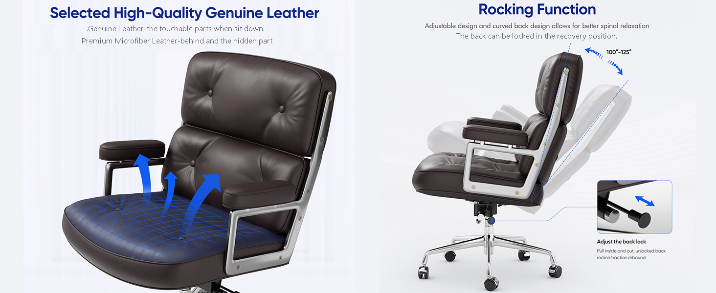 Genuine Leather Armchair Swivel Office Chair 5