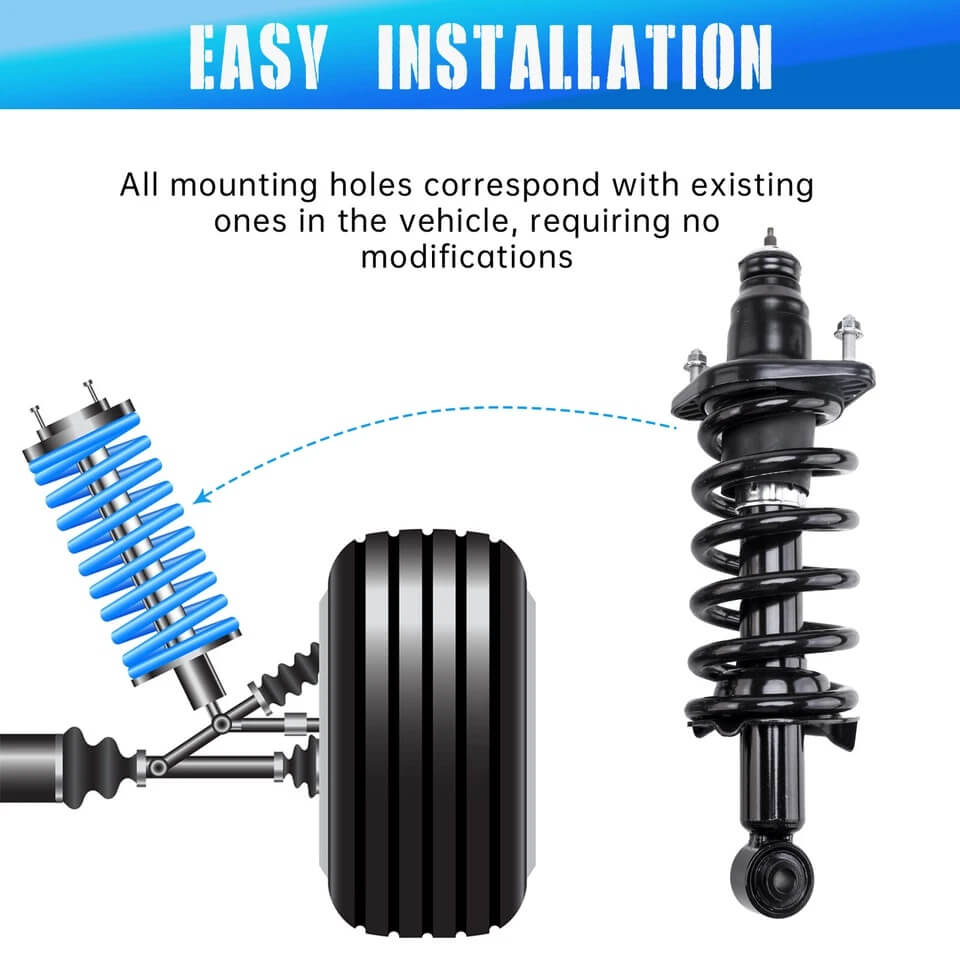 2Pcs Rear Struts For 07-14 Honda CRV Shocks Spring Assembly-BLACK