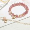 Rose Quartz Bracelet for Love with Moon Star Pendant