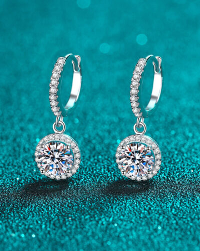 1 Carat Moissanite Earrings with 925 Sterling Silver