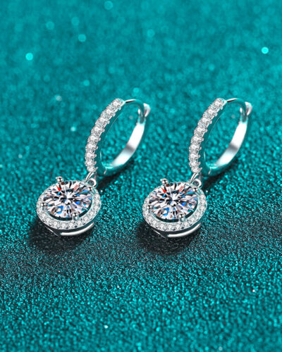 1 Carat Moissanite Earrings with 925 Sterling Silver