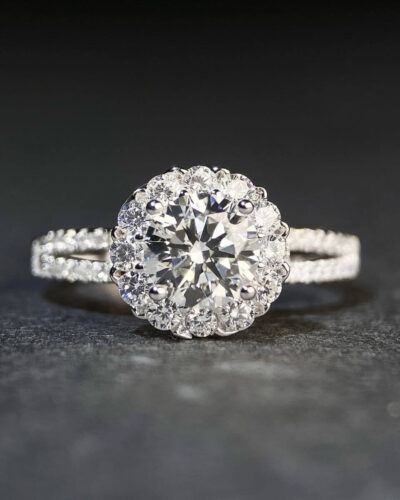 1ct Moissanite Ring with Round Flower Design
