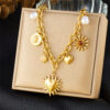18k Gold plated Sun Heart Thick Stainless Steel Chain Wholesale (3)