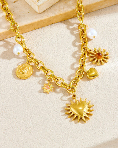 1.18k Gold plated Sun Heart Thick Stainless Steel Chain Wholesale (1)