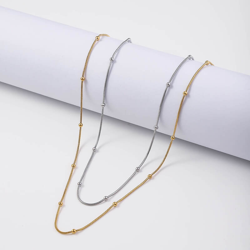 Alternative view of 1.2mm Bead Stainless Steel Chain Bulk 18k Gold Plated