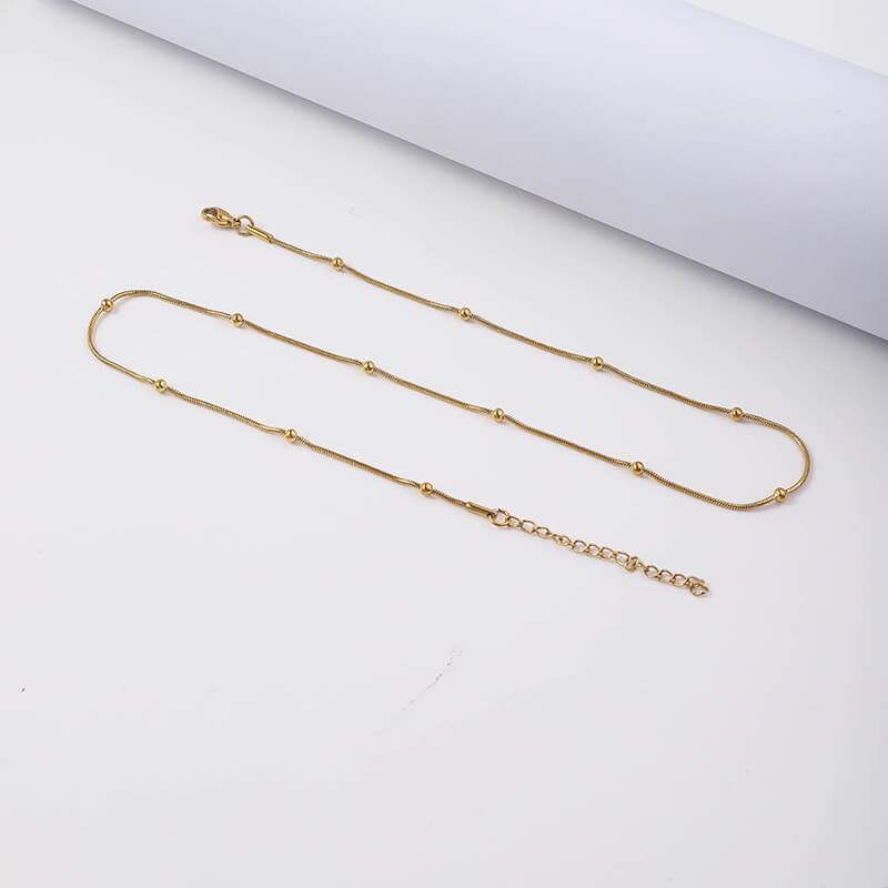 1.2mm Bead Stainless Steel Chain Bulk 18k Gold Plated - Image 3