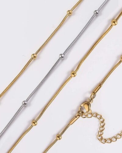 1.2mm Bead Stainless Steel Chain Bulk 18k Gold Plated