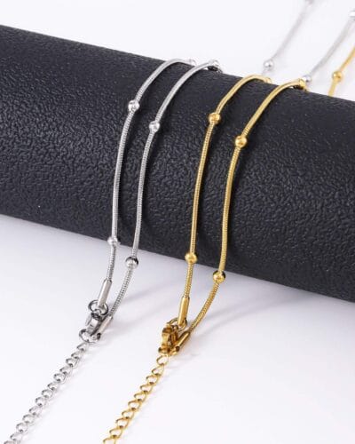 1.2mm Bead Chain Stainless Steel Bulk 18 Gold Plated 7